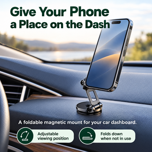 Foldable Magnetic Dash Mount — A Place for Your Phone