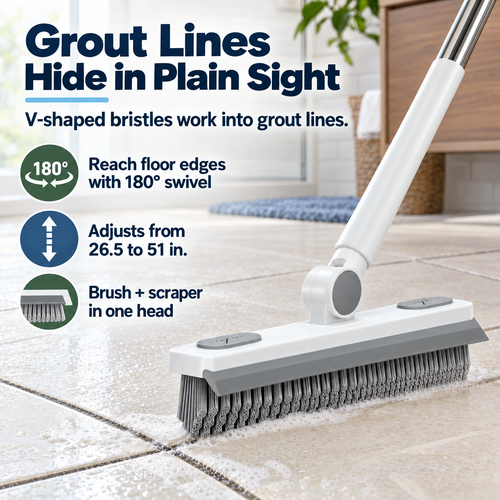 V-Head Floor Brush — Reach Grout Lines