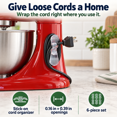 Stick-On Appliance Cord Wrap Set — A Tidier Counter