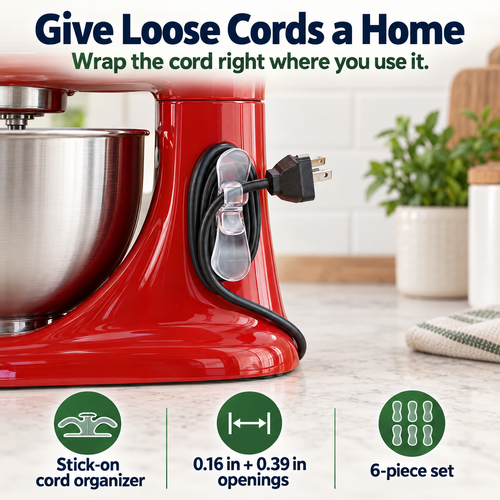 Stick-On Appliance Cord Wrap Set — A Tidier Counter