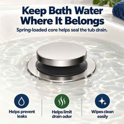 Spring-Core Pop-Up Tub Stopper — A Secure Seal for Bath Time