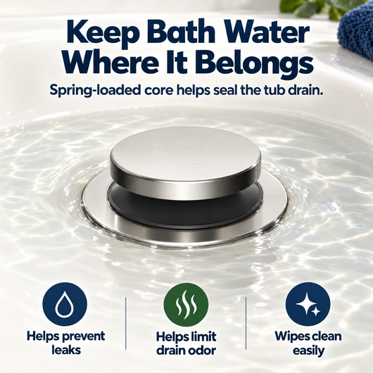 Spring-Core Pop-Up Tub Stopper — A Secure Seal for Bath Time