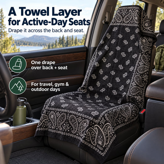 Patterned Seat-Cover Towel — A Towel Layer for Active Days