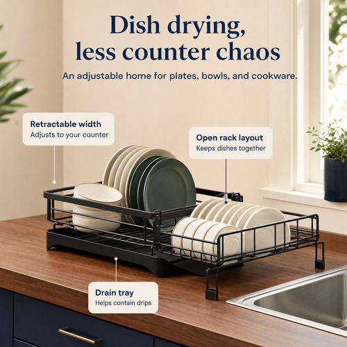 Adjustable Dish Rack — Clearer Countertops