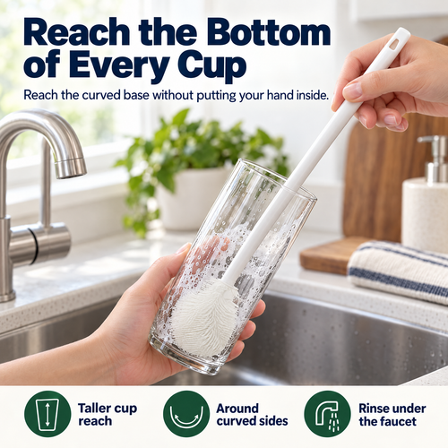 Cup Reach Brush — Clean Deeper Into Glassware