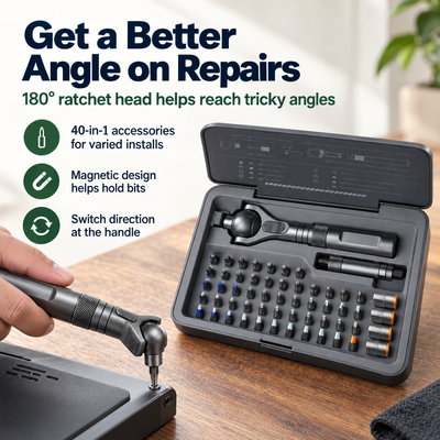 180° Ratchet Screwdriver Set — Easier Access