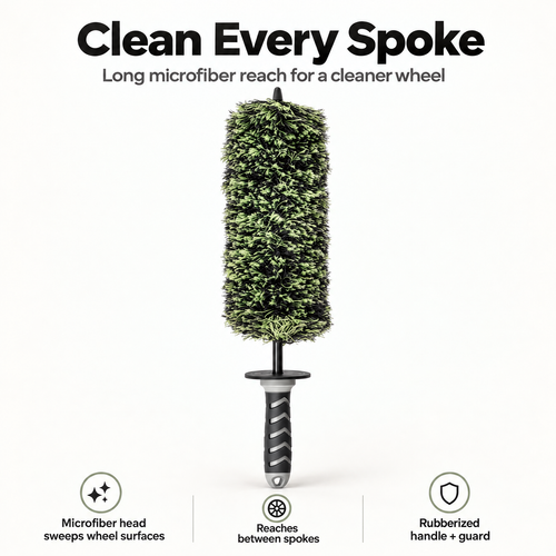 Microfiber Wheel Brush — Cleaner Reach Between Spokes