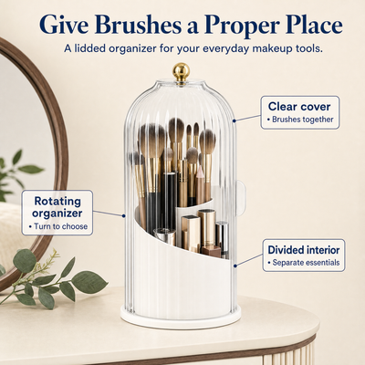 Rotating Vanity Organizer — Brushes Together