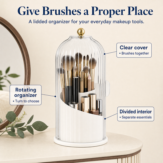 Rotating Vanity Organizer — Brushes Together
