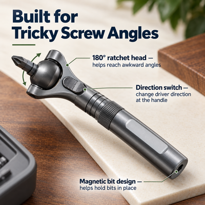 180° Ratchet Screwdriver Set — Easier Access
