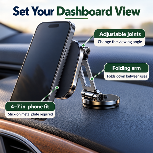 Foldable Magnetic Dash Mount — A Place for Your Phone