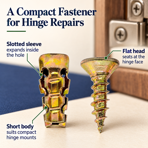 Cabinet Hinge Repair Fastener — For Worn Mounting Holes