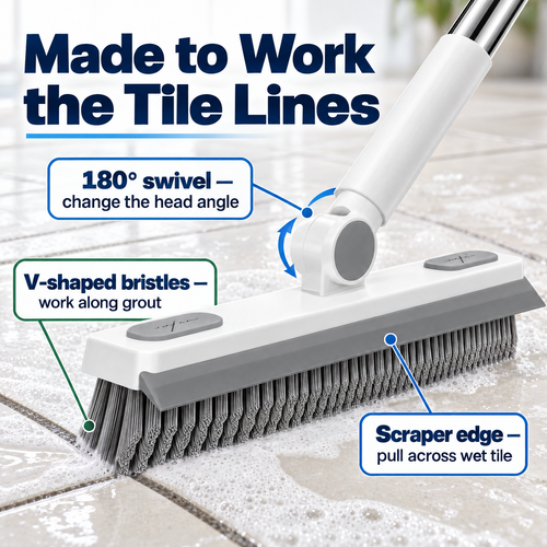 V-Head Floor Brush — Reach Grout Lines