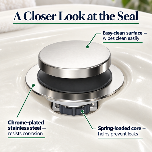 Spring-Core Pop-Up Tub Stopper — A Secure Seal for Bath Time