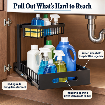 Under-Sink Pull-Out Organizer — Supplies Within Reach