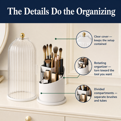 Rotating Vanity Organizer — Brushes Together