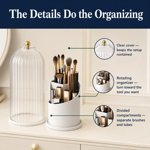 Rotating Vanity Organizer — Brushes Together