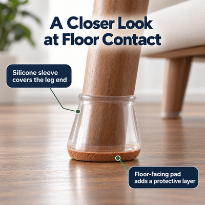 Silicone Chair-Leg Covers — Floor-Contact Protection