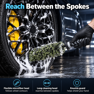 Microfiber Wheel Brush — Cleaner Reach Between Spokes