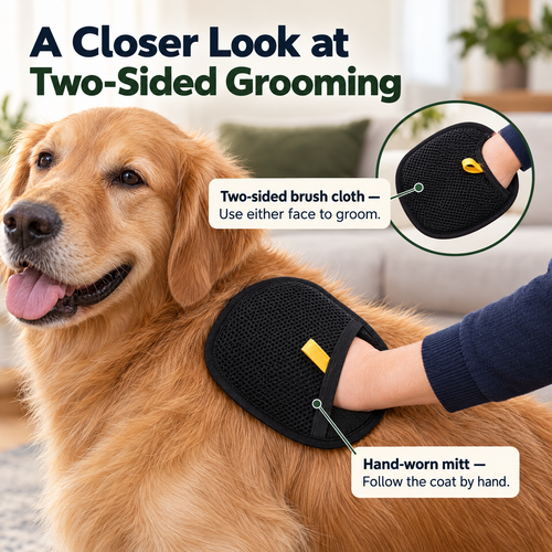 Two-Sided Pet Grooming Mitt — Hands-On Fur Care