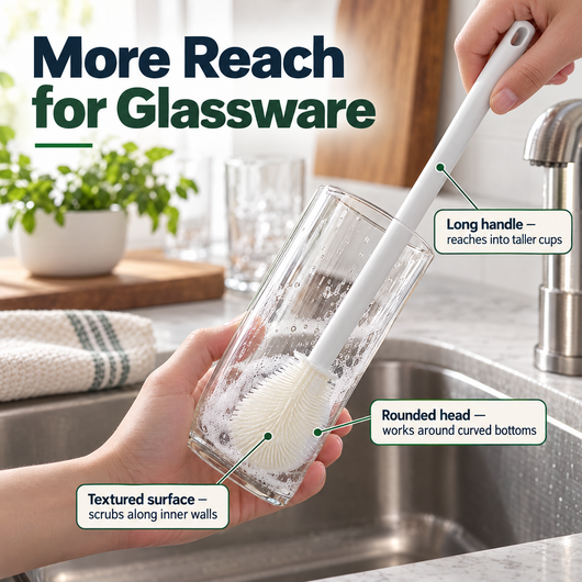 Cup Reach Brush — Clean Deeper Into Glassware