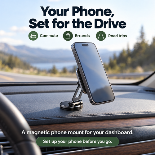 Foldable Magnetic Dash Mount — A Place for Your Phone
