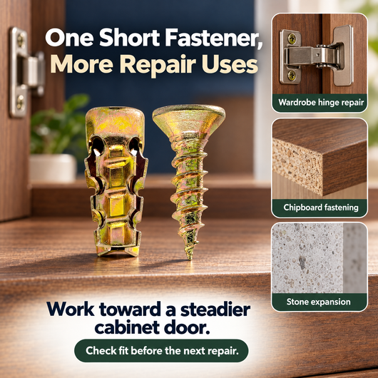 Cabinet Hinge Repair Fastener — For Worn Mounting Holes