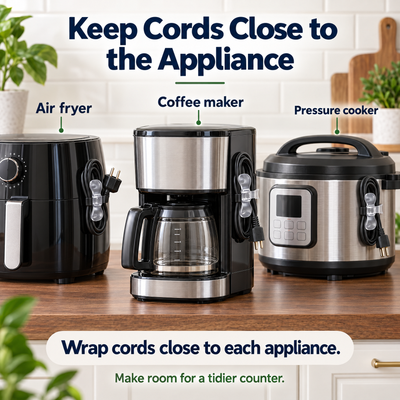 Stick-On Appliance Cord Wrap Set — A Tidier Counter
