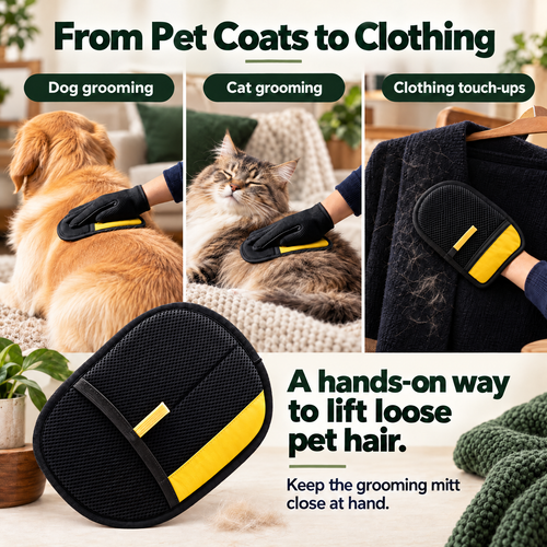 Two-Sided Pet Grooming Mitt — Hands-On Fur Care