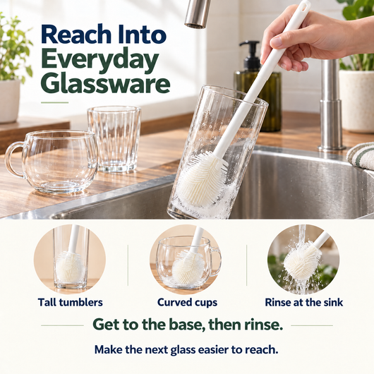 Cup Reach Brush — Clean Deeper Into Glassware