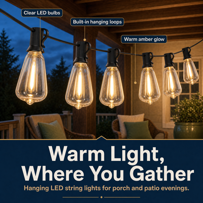 PorchLine — Hanging LED String Lights (33 ft.)