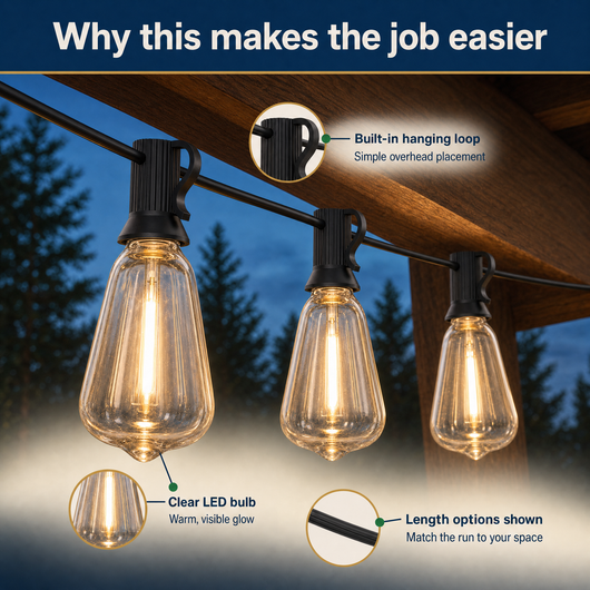 PorchLine — Hanging LED String Lights (33 ft.)