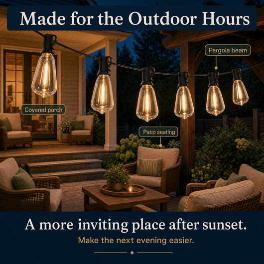 PorchLine — Hanging LED String Lights (33 ft.)