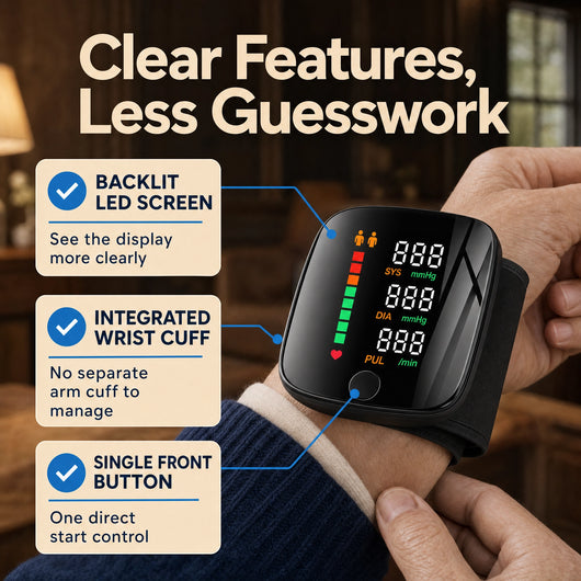 ReadWell Wrist Monitor — Readings at a Glance