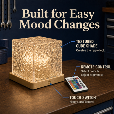 RippleGlow Cube Lamp — Adjustable Color Ambience