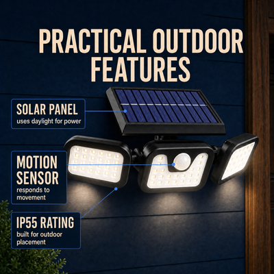 TriBeam Solar Wall Light — Practical Light Where You Need It